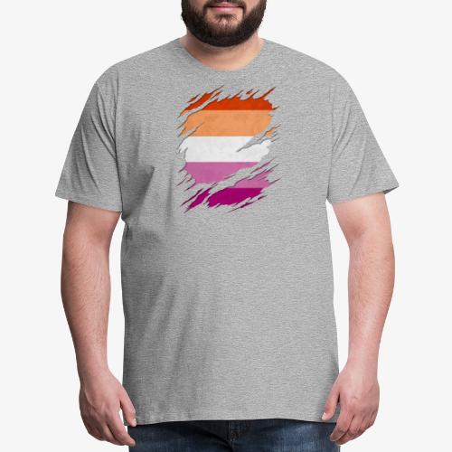 Lesbian Pride Flag Ripped Reveal - Men's Premium T-Shirt