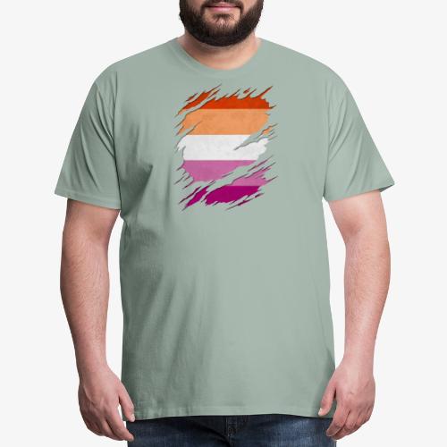 Lesbian Pride Flag Ripped Reveal - Men's Premium T-Shirt