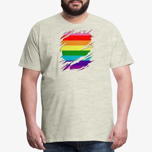 Original Gilbert Baker LGBT Gay Pride Flag Ripped - Men's Premium T-Shirt
