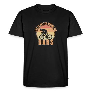 Life is better behind bars | Cycling Retro Vintage - Men's Premium T-Shirt - black - Front - Nico (187cm)
