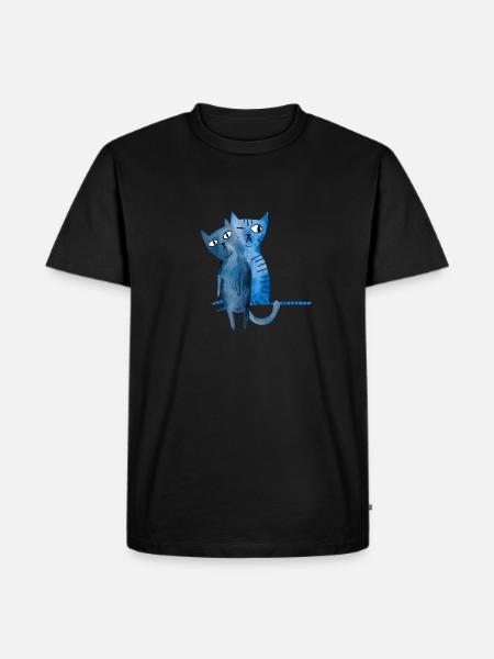 Two blue cats - Men's Premium T-Shirt - black