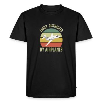 Easily Distracted By Airplanes - Men's Premium T-Shirt - black - Front - Nico (187cm)