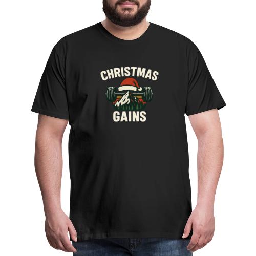 Christmas Gains – Santa Barbell Power - Men's Premium T-Shirt