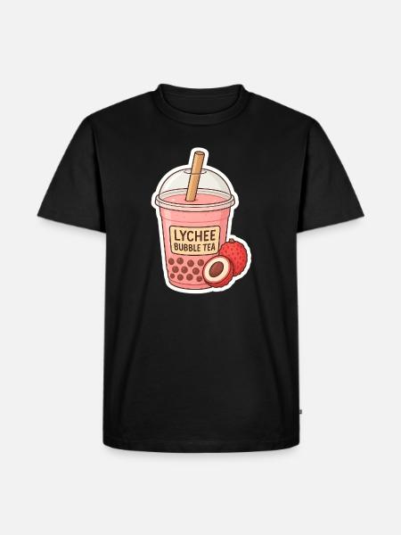 Lychee Bubble Tea Illustration - Men's Premium T-Shirt - black
