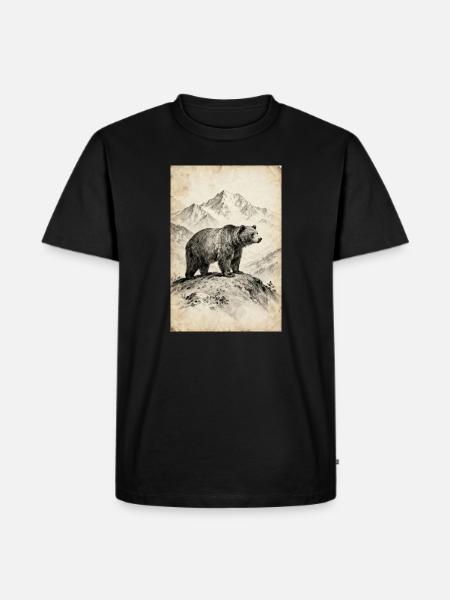 Bear on Alpine Ridge Sketch - Men's Premium T-Shirt - black