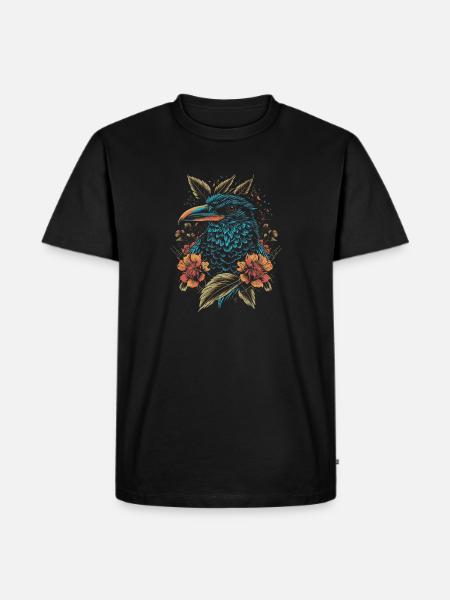 Floral Raven - Men's Premium T-Shirt - black