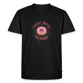 Donut worry be happy - Men's Premium T-Shirt - black - Front - Nico (187cm)