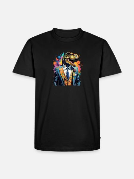 Dinosaur in suit - Men's Premium T-Shirt - black