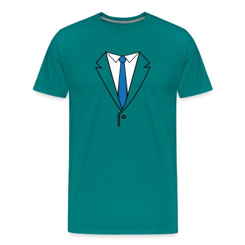 Suit with Blue Tie - Men's Premium T-Shirt