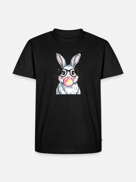 Cute Hipster Bunny Ester with Glasses & BubbleguM - Men's Premium T-Shirt - black
