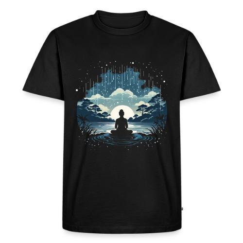 Find Your Zen: Meditative Silhouette in GentleRain - Men's Premium T-Shirt