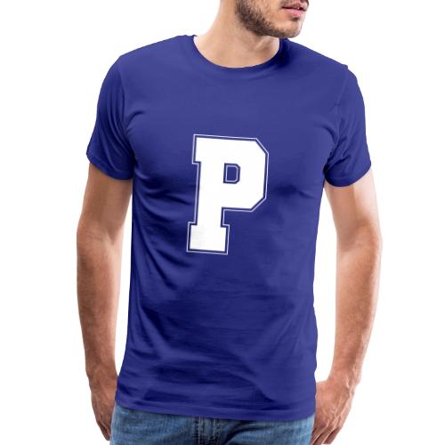 White Letter P – Varsity Alphabet Monogram - Men's Premium T-Shirt