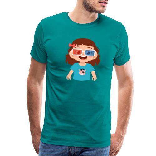 Girl red blue 3D glasses doing Vision Therapy - Men's Premium T-Shirt