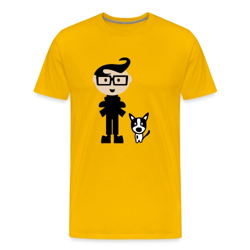 Funky Hairdo Boy and His Favorite Dog Pal - Men's Premium T-Shirt