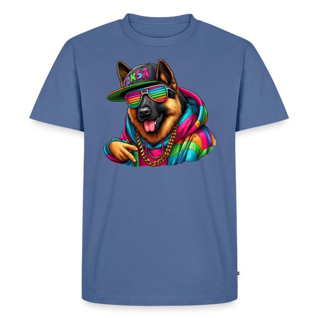 German Shepherd Wearing Rainbow Sunglasses
