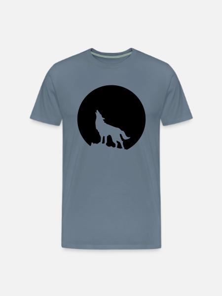 Wolf Howling Moon - Men's Premium T-Shirt - steel blue