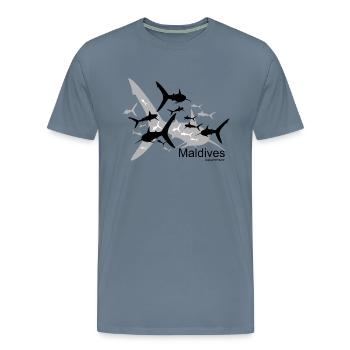 ARTSI - Sharks and Maldives - Men's Premium T-Shirt - steel blue - Front - Liam (192cm)