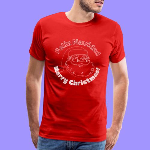 Feliz Navidad Merry Christmas Santa Claus Line Art - Men's Premium T-Shirt