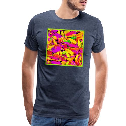Vibrant NeonLeaf Elegance Pattern - Men's Premium T-Shirt