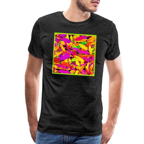 Vibrant NeonLeaf Elegance Pattern - Men's Premium T-Shirt