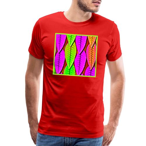 Vivid Neon Leaves Pattern - Men's Premium T-Shirt
