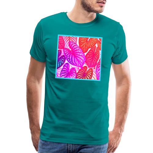 Color Burst Leaves Neon Elegance - Men's Premium T-Shirt