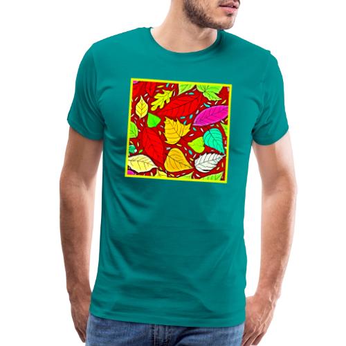 Rainbow Leaves Vibrant Pattern - Men's Premium T-Shirt