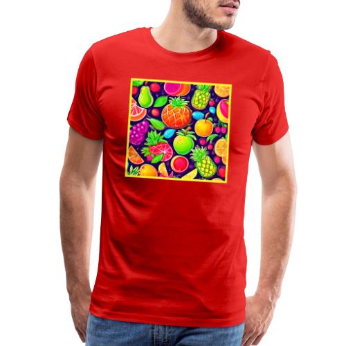 Neon Fruit Burst Pattern - Men's Premium T-Shirt