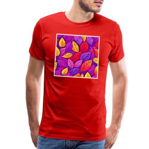 Colorful Cartoon Foliage: Purple & Yellow - Men's Premium T-Shirt