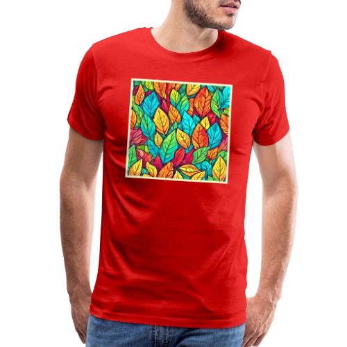 Vibrant Cartoon Leaves Art - Men's Premium T-Shirt