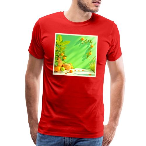 Vibrant Orange Green Still Life Design - Men's Premium T-Shirt