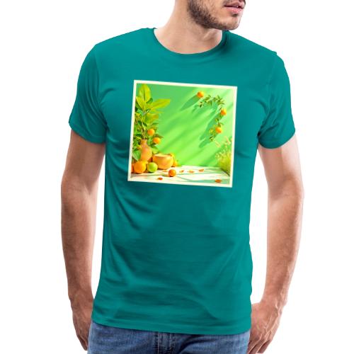 Vibrant Orange Green Still Life Design - Men's Premium T-Shirt