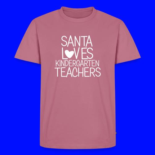 Santa Loves Kindergarten Teachers Christmas Tee - Men's Premium T-Shirt