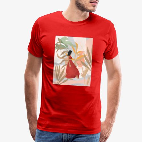 Red Dahlia summer flower - Men's Premium T-Shirt
