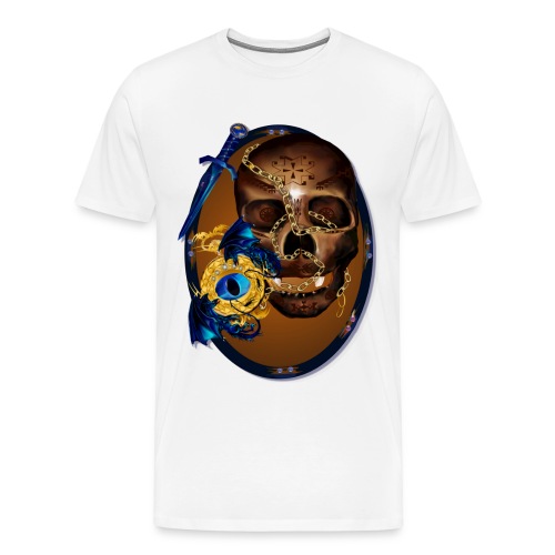 Oval-Dark Skull with Evil - Men's Premium T-Shirt