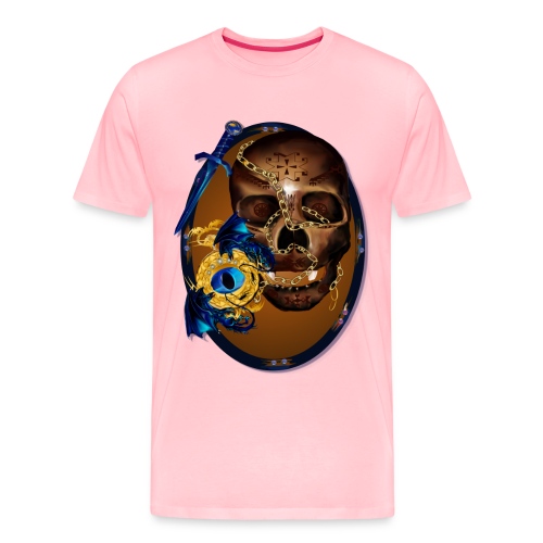 Oval-Dark Skull with Evil - Men's Premium T-Shirt