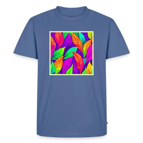Colorful Neon Ethereal Leaves Pattern - Men's Premium T-Shirt