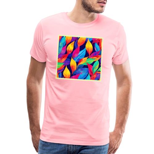 Vibrant Autumn Leaves Abstract Art - Men's Premium T-Shirt