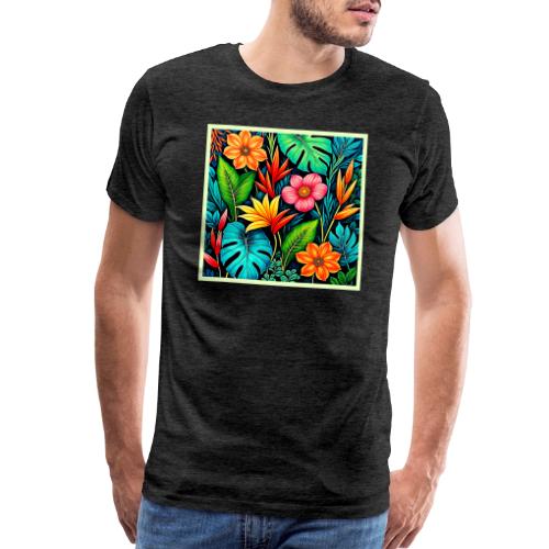Vibrant Tropical Jungle Bloom Art - Men's Premium T-Shirt