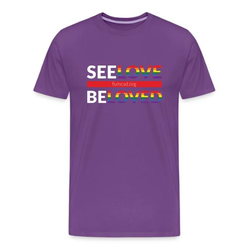 See Love, Be Loved at FUMCSD (white letters) - Men's Premium T-Shirt