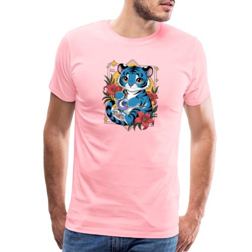 Mystic Blue Tiger Anime Potion Design – Cute tiger - Men's Premium T-Shirt
