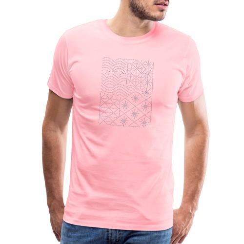 Geometric Wave & Star Sashiko Stitch Pattern - Men's Premium T-Shirt