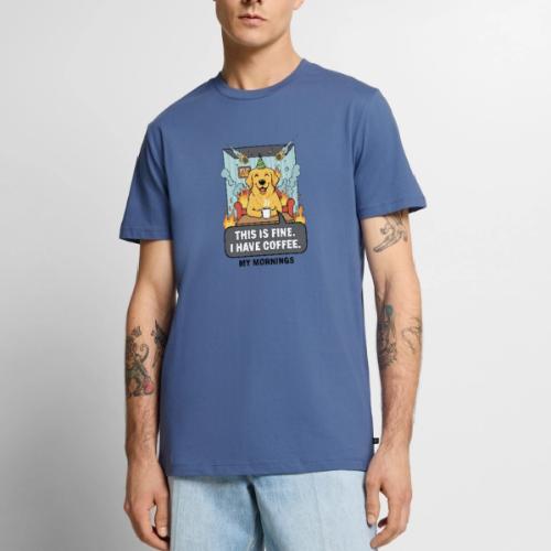 🔥 Funny Dog Meme “This Is Fine, I Have Coffee” - Men's Premium T-Shirt