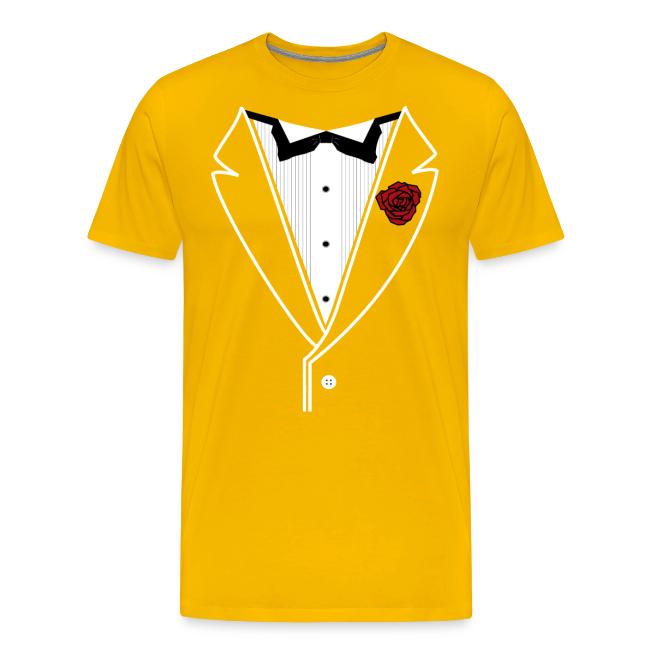 Tuxedo Shirt With Black Bowtie And Red Rose