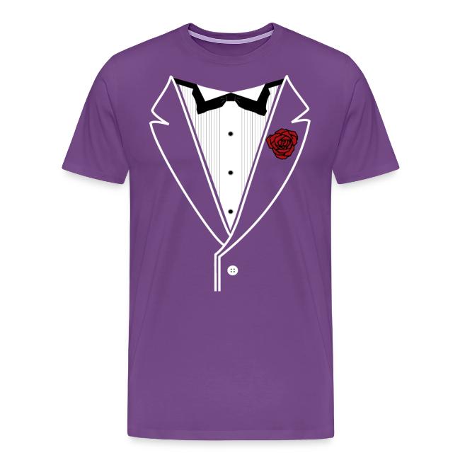 Tuxedo Shirt With Black Bowtie And Red Rose