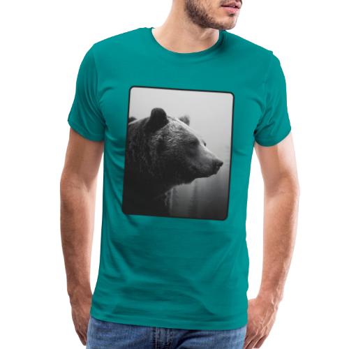 Grizzly Bear Black White Portrait Design - Men's Premium T-Shirt