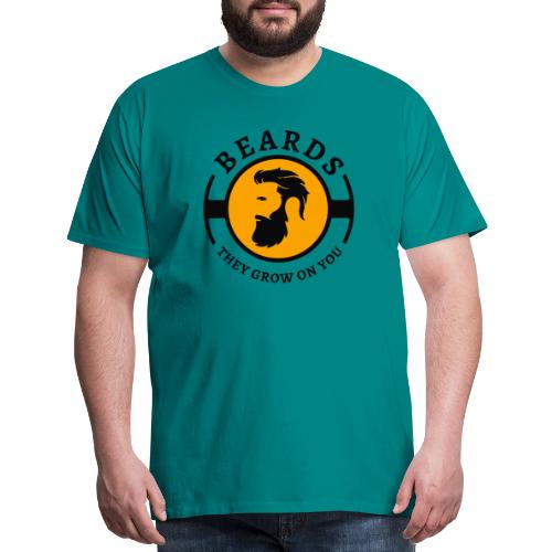 Beards, they grow on you | Minimal Orange Design - Men's Premium T-Shirt