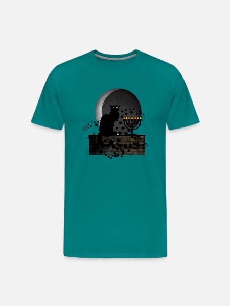 Hanukkah Chat Noir - Men's Premium T-Shirt - teal