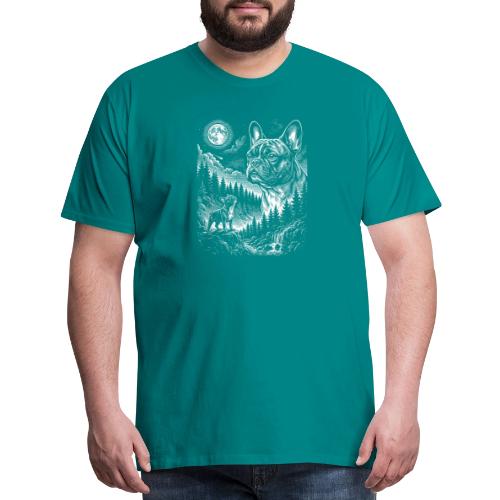 Vintage French Bulldog Moon Howling Tee - Men's Premium T-Shirt