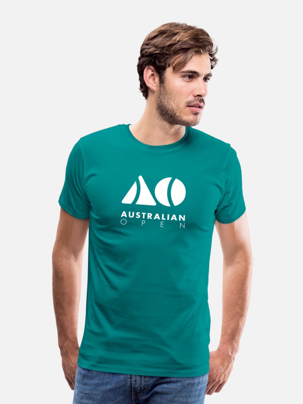 Australian Open Logo - Men's Premium T-Shirt - teal - Front - Liam (192cm)